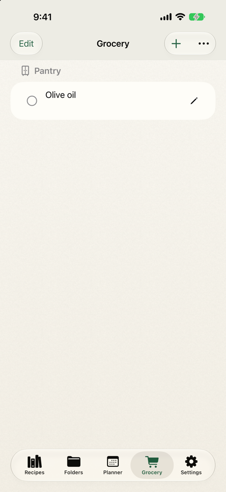 The grocery list, grouped by aisle