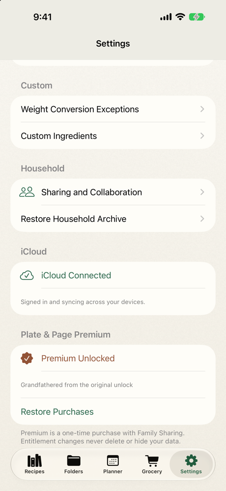 Plate and Page showing a verified iCloud Connected status