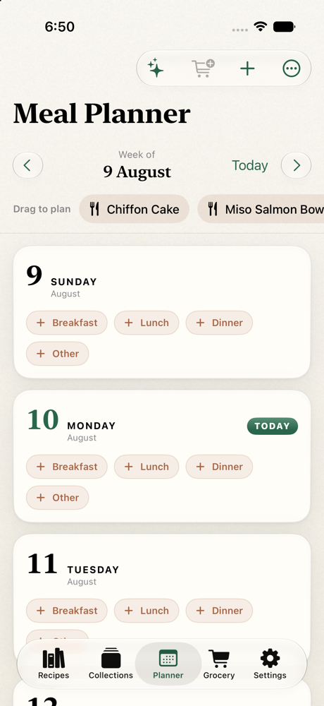 The weekly meal planner